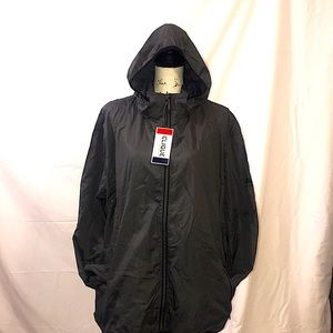 NWT Clique windbreaker dark grey, removable hood.